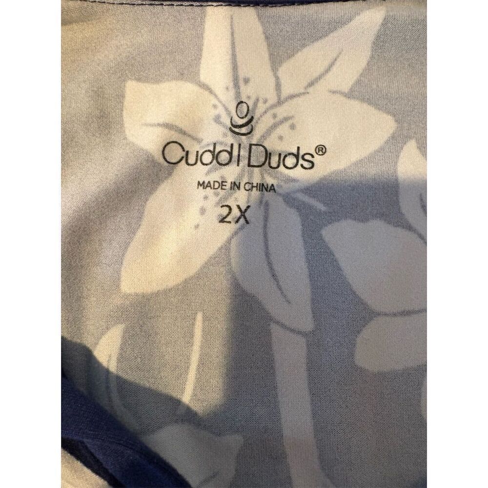 Cuddl Duds Women's 2XL Floral Maxi Dress with Pockets Navy White - Picture 7 of 10